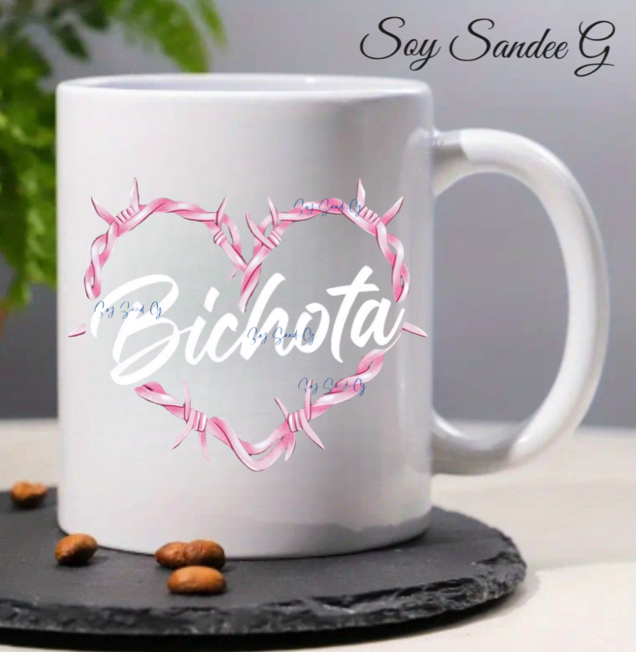 Bichota Heart UVDTF Decal - Clear Background 4" for cups/hard surfaces sticker