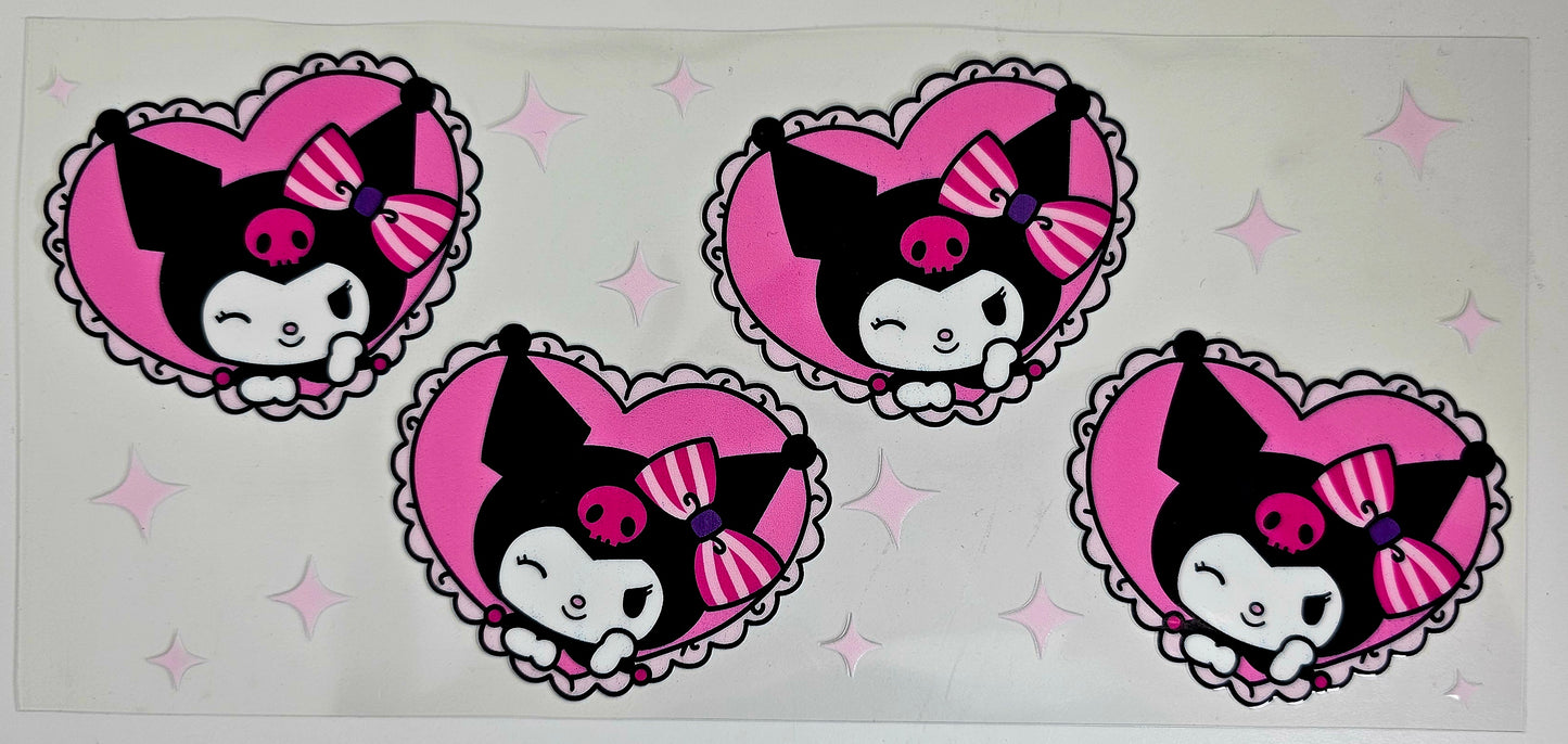 Kuromi Pink Hearts UVDTF wrap