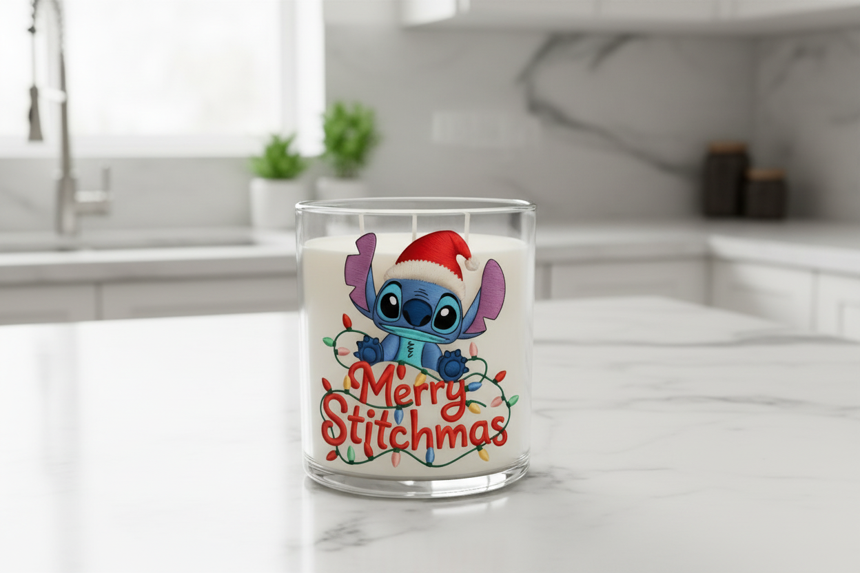 Embroidered Stitch Merry Christmas - UVDTF Decal for cups/hard surfaces sticker