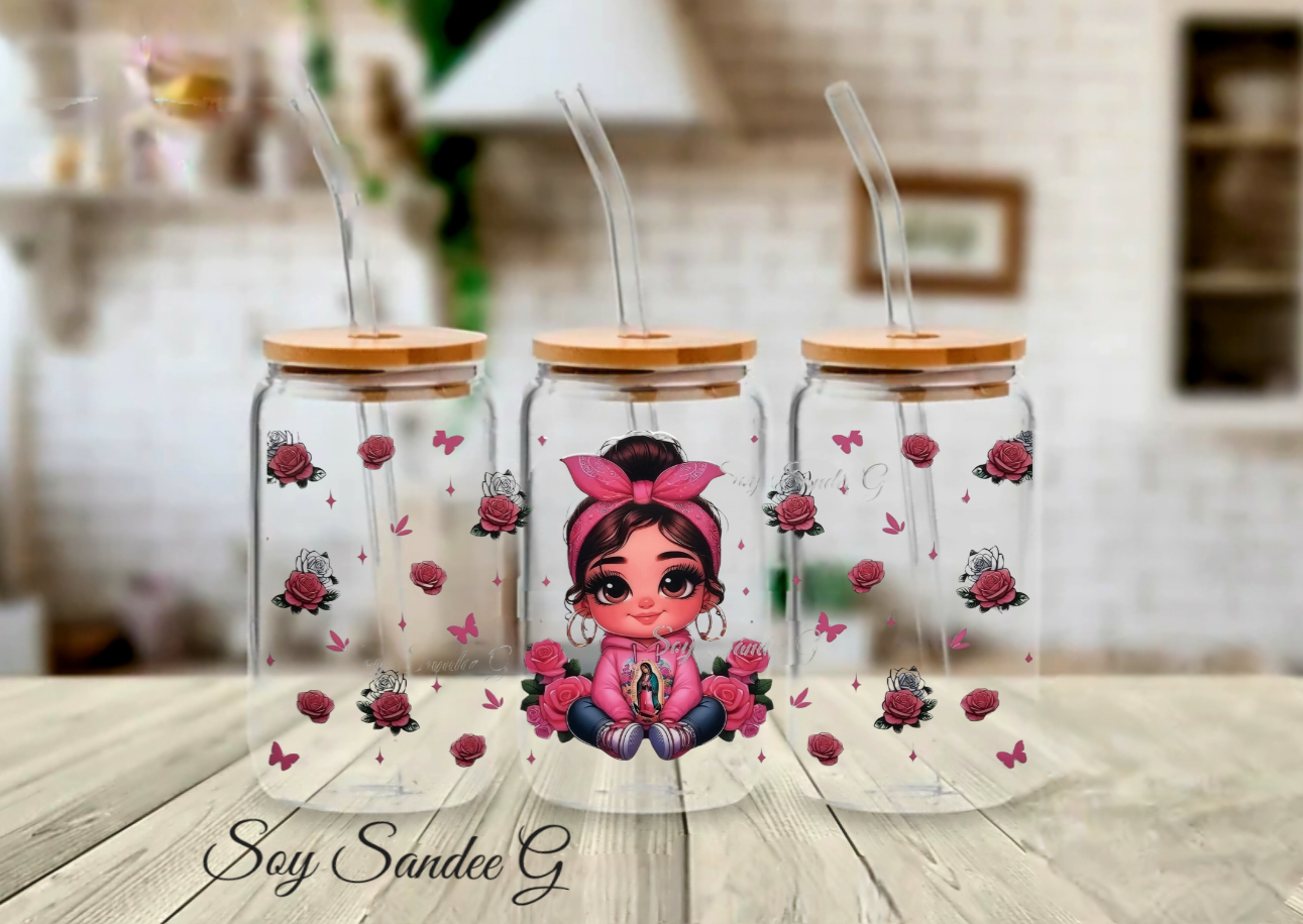 Pink Bandana Guadalupe Cutie - UVDTF Wrap for cups/hard surfaces sticker