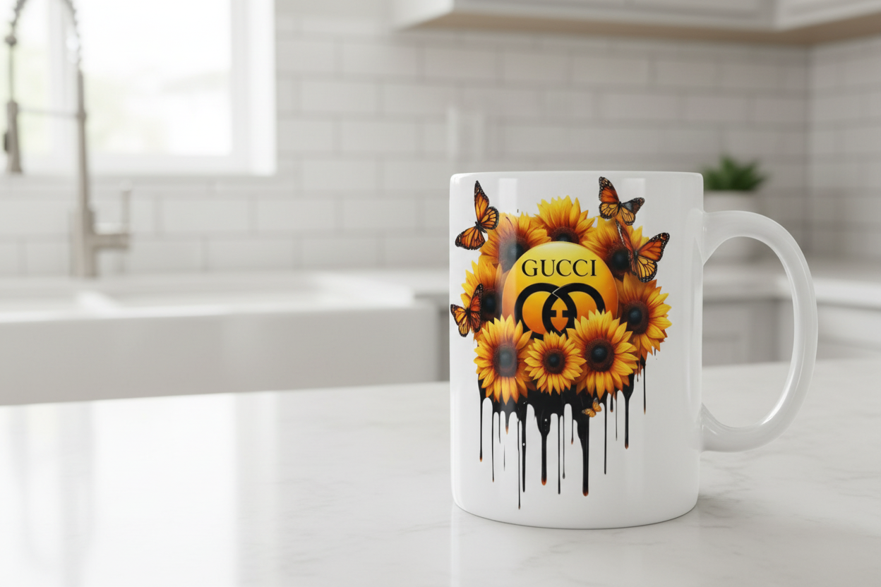 Gucci Yellow Flowers - UVDTF Decal for cups/hard surfaces sticker
