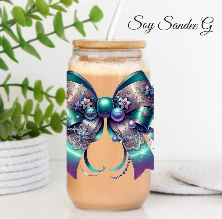 Teal Coquette Bow - UVDTF Decal for cups/hard surfaces sticker