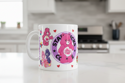 Envoltura UVDTF con osito travieso de Starbucks en color rosa