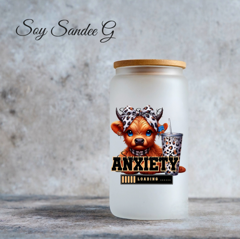 Calcomanía UVDTF de vaca ansiosa