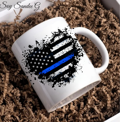 Black/White & Blue USA Heart - UVDTF Decal for cups/hard surfaces sticker
