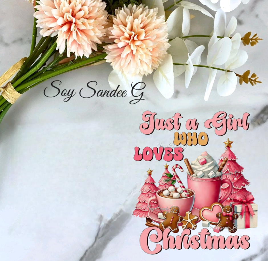 Just a Girl who Loves Xmas (Pink)- UVDTF Decal for cups/hard surfaces sticker