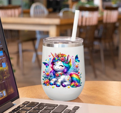 Cute Rainbowed Hair Unicorn - UVDTF Decal for cups/hard surfaces