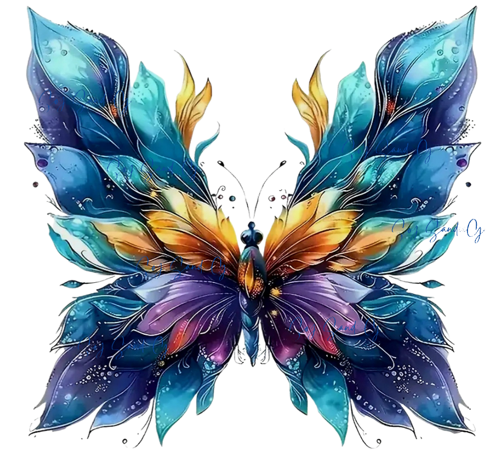 Blue Leaves Butterfly - UVDTF Decal