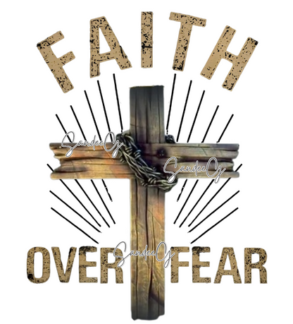 Faith Over Fear Wood Cross - UVDTF Decal for cups/hard surfaces sticker