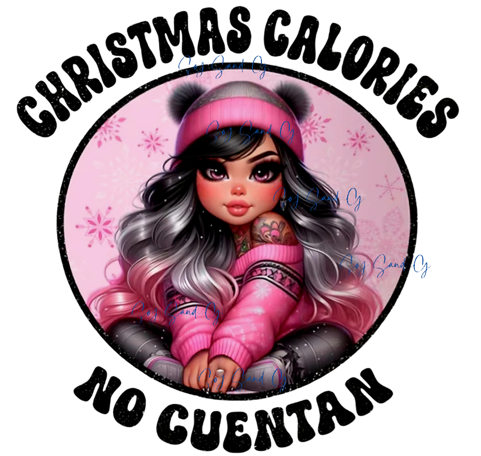 Pink Cutie Christmas Calories Don't Count - UVDTF Decal for cups/hard surfaces sticker