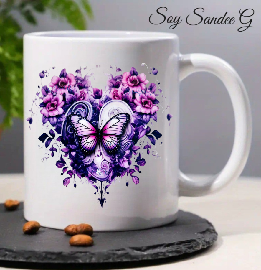 Pink Rose Heart Butterfly - UVDTF Decal for cups/hard surfaces sticker