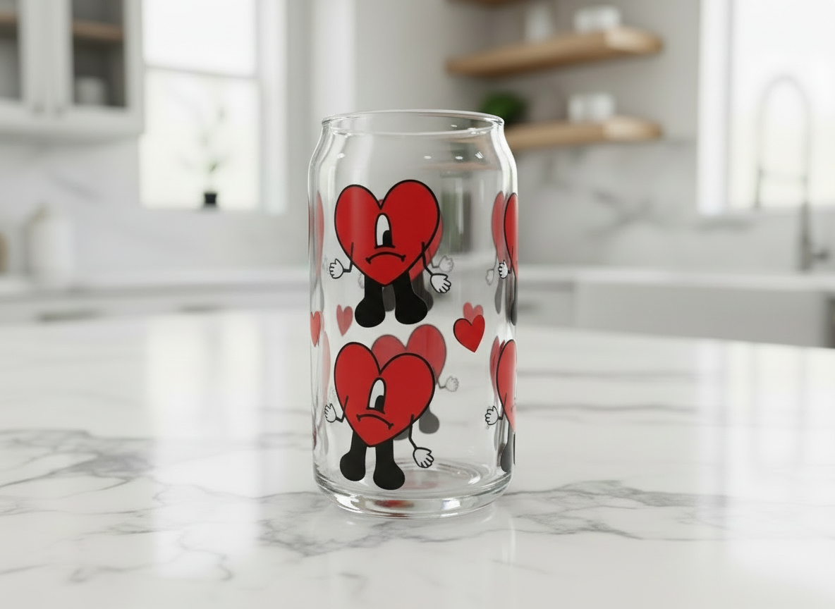 Corazones rojos bailando envoltura UVDTF