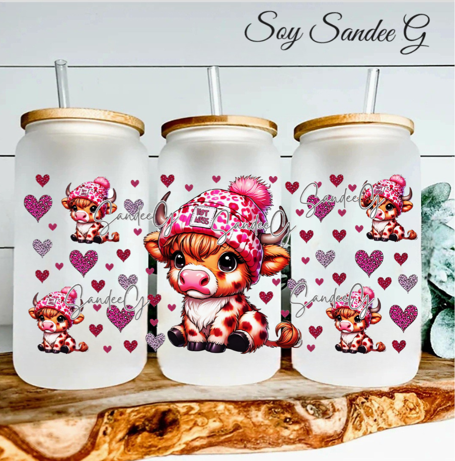 Baby Highland Hot Mess Pink Cow - UVDTF Wrap for cups/hard surfaces sticker