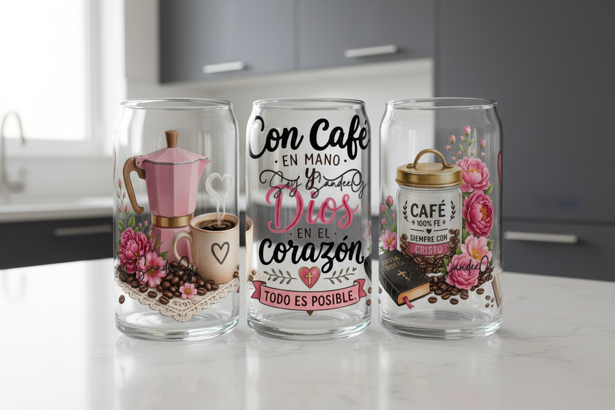 Con Café en Mano - UVDTF Wrap for cups/hard surfaces sticker