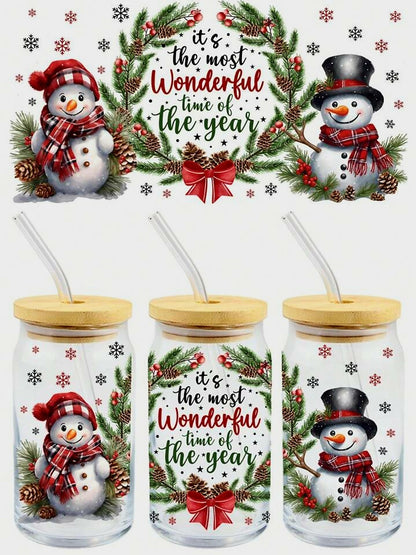It's the Most Wonderful Time of the Year Snowmen - UVDTF Wrap for cups/hard surfaces sticker