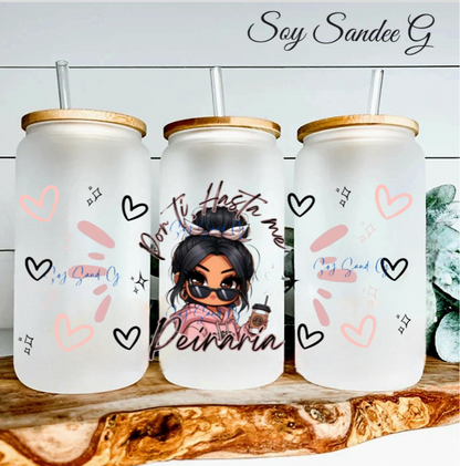 Messy Hair Girl - UVDTF Wrap for cups/hard surfaces sticker