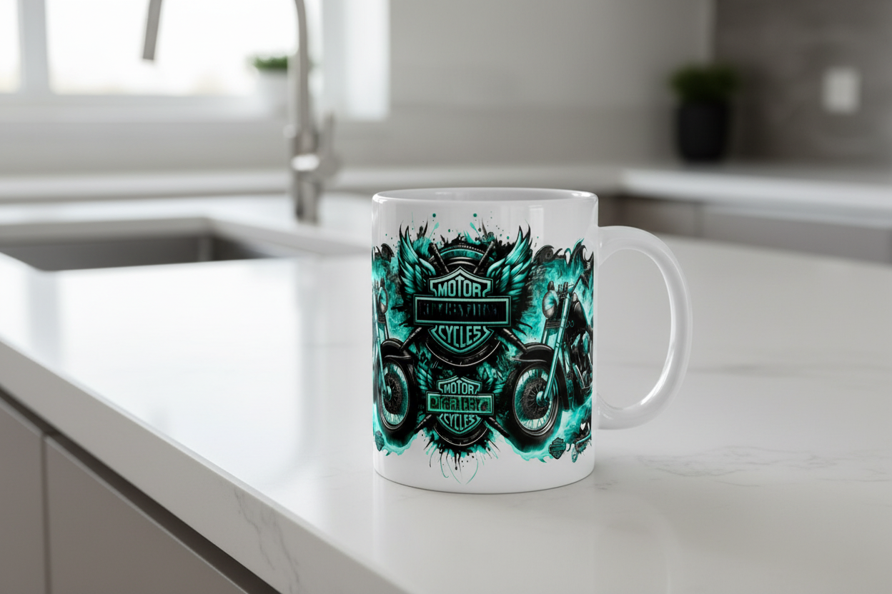 Teal Motorcycles - UVDTF Wrap for cups/hard surfaces sticker