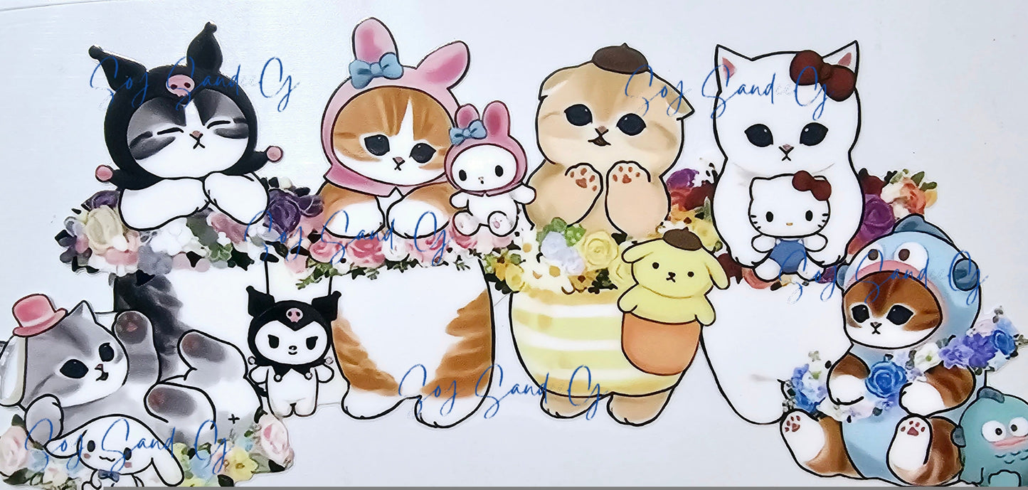 HK Cat Family - UVDTF wrap for cups/hard surfaces sticker