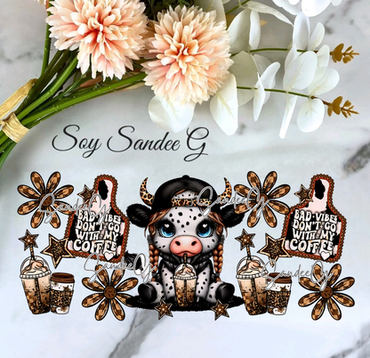 Baby Highland Bad Vibes Cow - UVDTF Wrap for cups/hard surfaces sticker