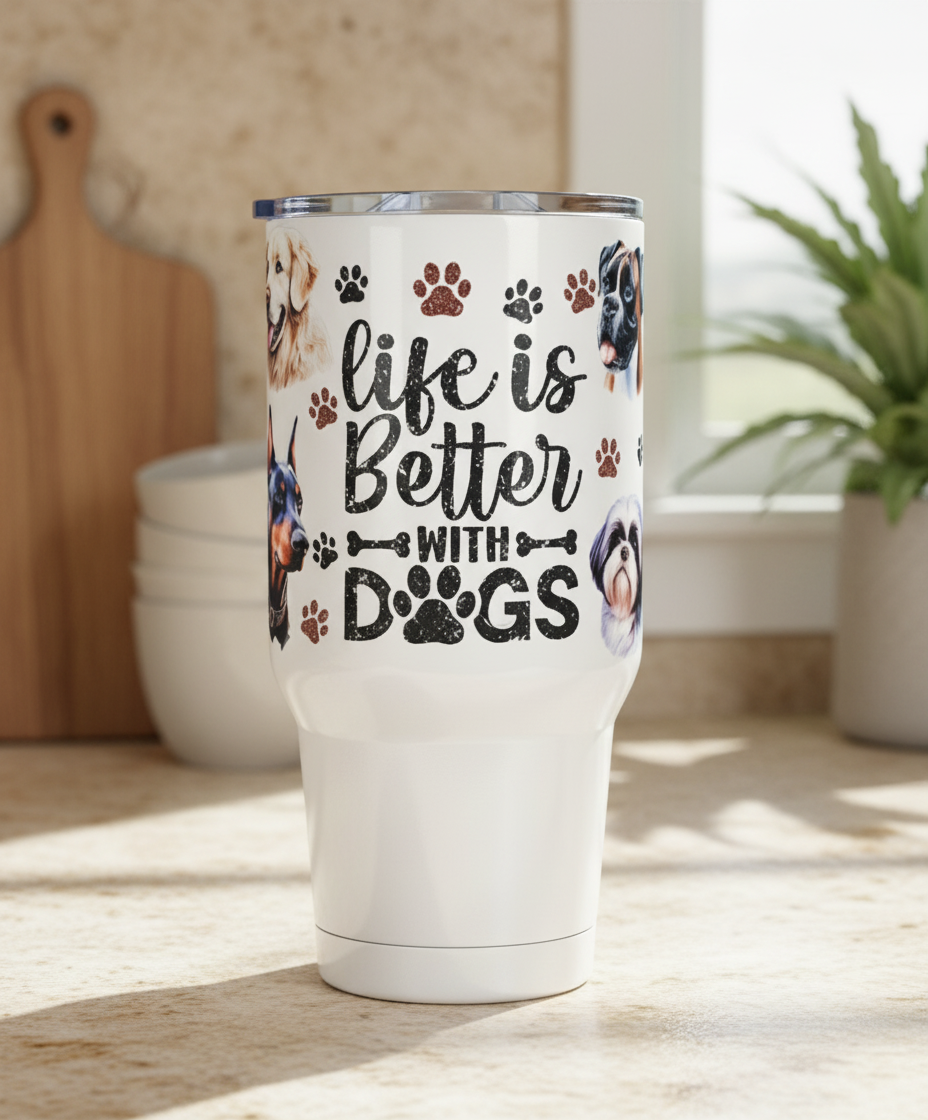 Life is Better with Dogs #2 - UVDTF Wrap for cups/hard surfaces sticker