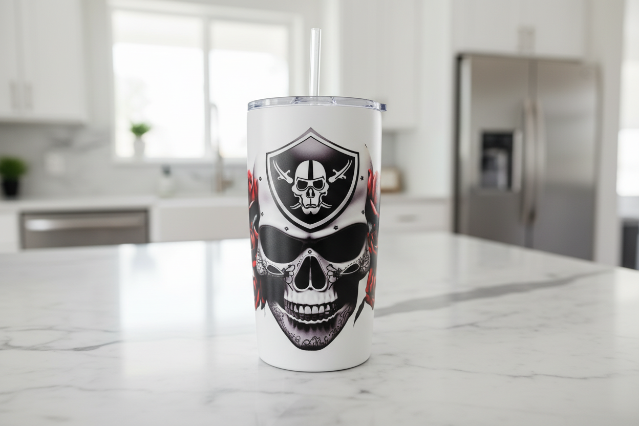 Black with Red Roses Skull - UVDTF Decal for cups/hard surfaces sticker