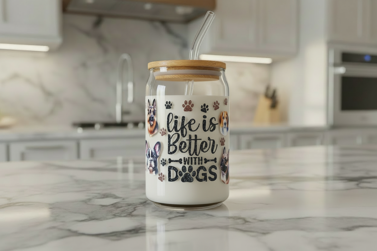 Life is Better with Dogs #1 - UVDTF Wrap for cups/hard surfaces sticker
