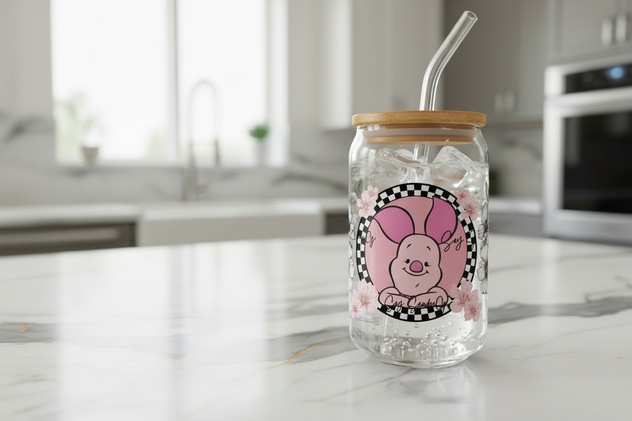Checkered Piglet - UVDTF Wrap for cups/hard surfaces sticker