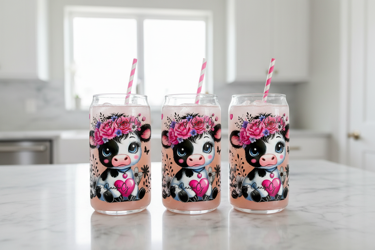 Flowered Tiara Cow - UVDTF Wrap for cups/hard surfaces sticker