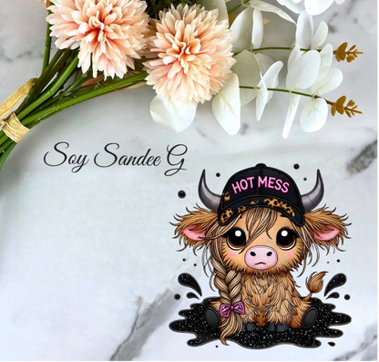 Hot Mess Cow - UVDTF Decal for cups/hard surfaces sticker