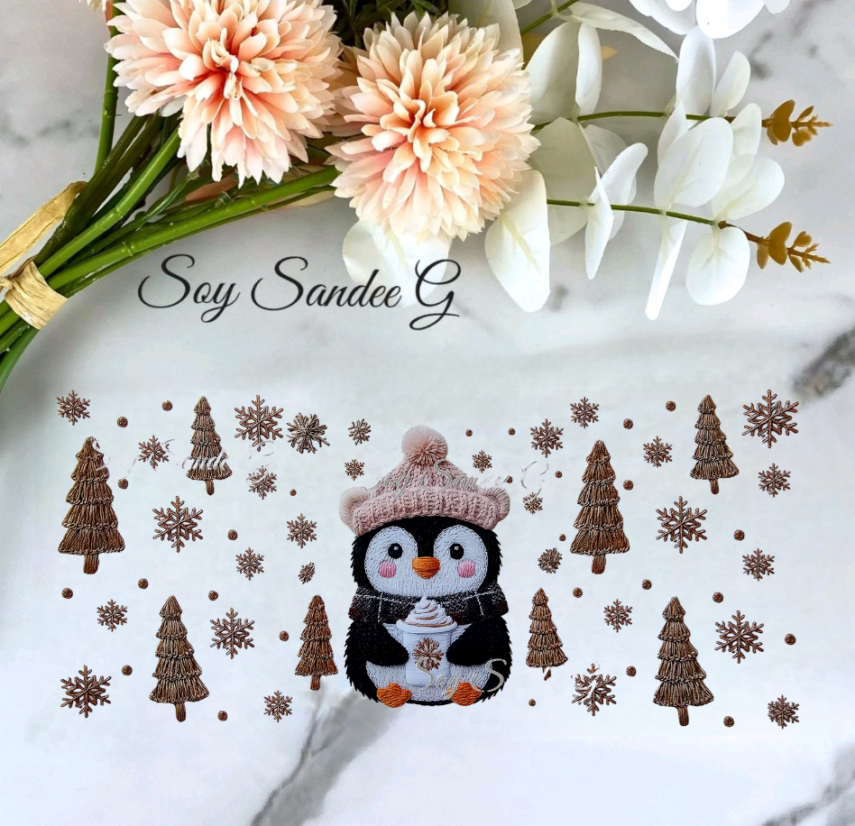 Embroidered Penguin - UVDTF Wrap for cups/hard surfaces sticker