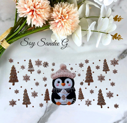 Embroidered Penguin - UVDTF Wrap for cups/hard surfaces sticker