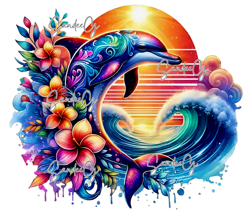 Dolphin Wave - UVDTF Decal for cups/hard surfaces sticker