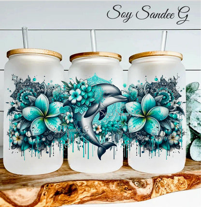 Teal Dolphin - UVDTF Wrap for cups/hard surfaces sticker