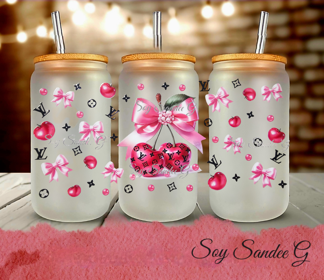 Louis Vuitton Pink Cherries - UVDTF Wrap for cups/hard surfaces sticker