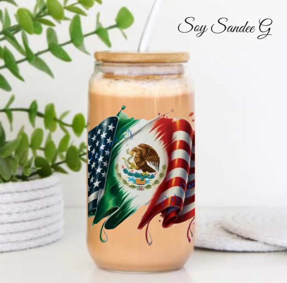 Ameri-Mexican Flag - UVDTF Decal for cups/hard surfaces sticker