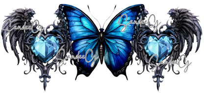 Light Blue Gothic Butterfly - UVDTF Wrap for cups/hard surfaces sticker