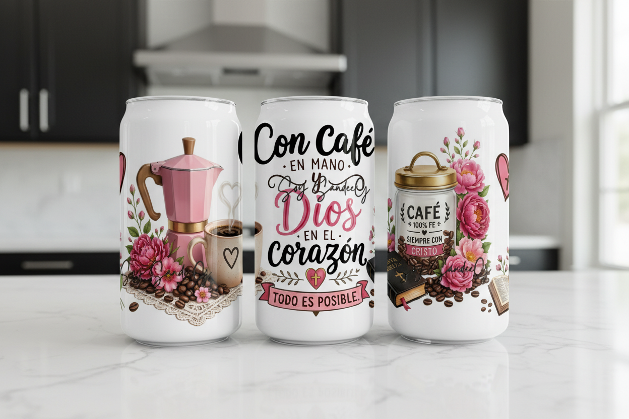Con Café en Mano - UVDTF Wrap for cups/hard surfaces sticker