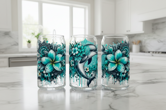 Teal Dolphin - UVDTF Wrap for cups/hard surfaces sticker