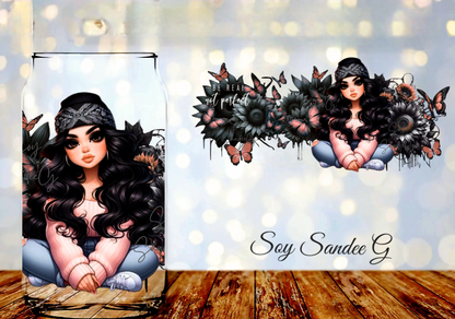 Be Real Not Perfect Girl & Black Sunflowers - UVDTF Wrap for cups/hard surfaces sticker