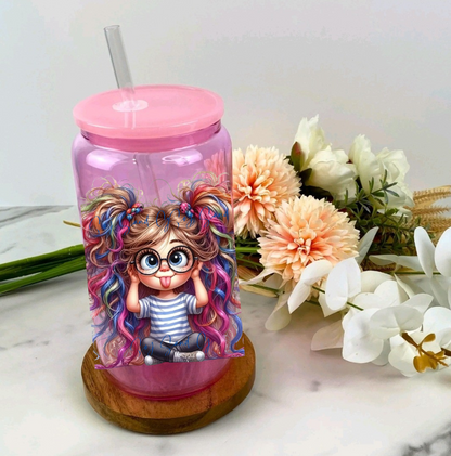 Rainbow Hair Girl - UVDTF Decal for cups/hard surfaces