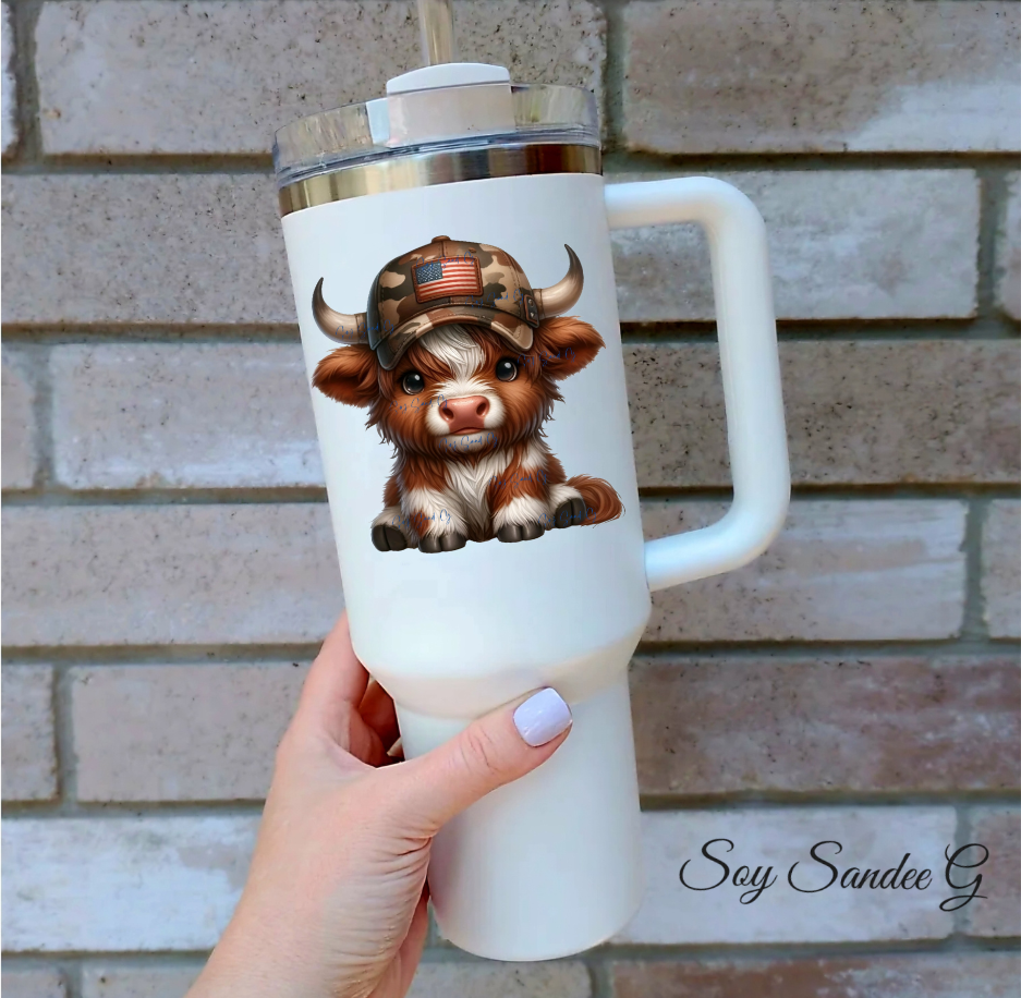 Calcomanía UVDTF de vaca patriótica