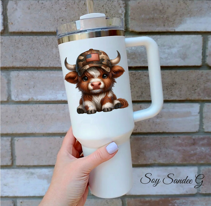 Calcomanía UVDTF de vaca patriótica