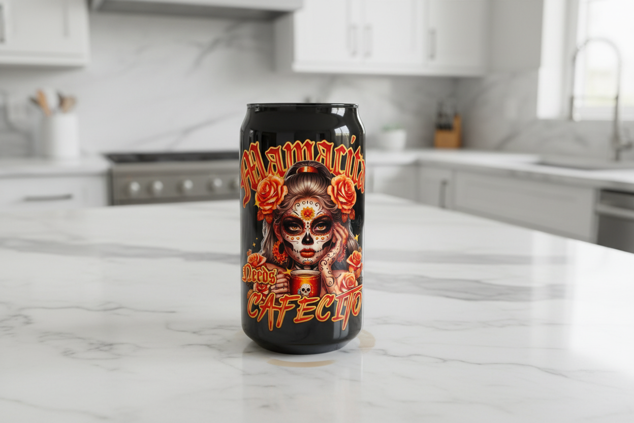 Mamacita Needs Cafecito Skully - UVDTF Decal for cups/hard surfaces sticker