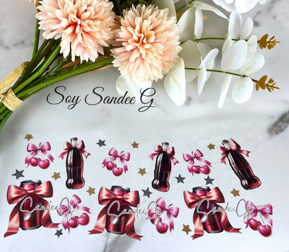 Cherry Bows Soda - UVDTF Wrap for cups/hard surfaces sticker