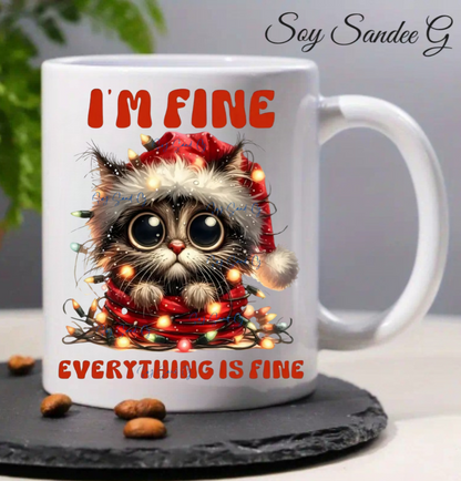 I'm Fine, Everything is Fine Cat - UVDTF Decal for cups/hard surfaces sticker