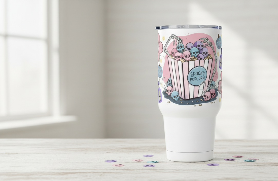 Spooky Popcorn - UVDTF Wrap for cups/hard surfaces sticker