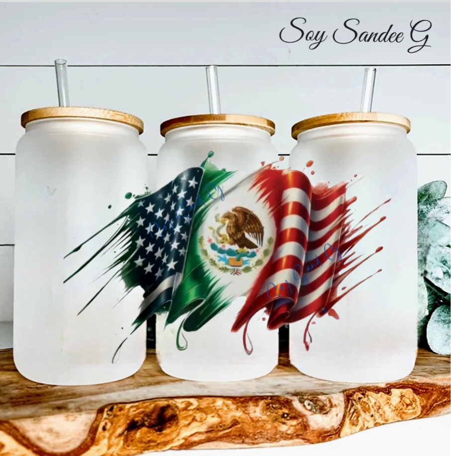Ameri-Mexican Flag - UVDTF Decal for cups/hard surfaces sticker