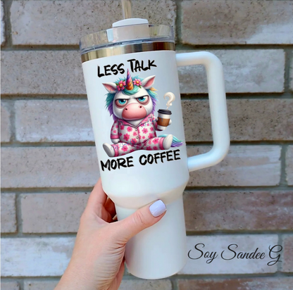 Less Talk More Coffee Unicorn - UVDTF Decal for cups/hard surfaces sticker