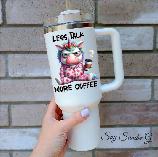 Less Talk More Coffee Unicorn - UVDTF Decal for cups/hard surfaces