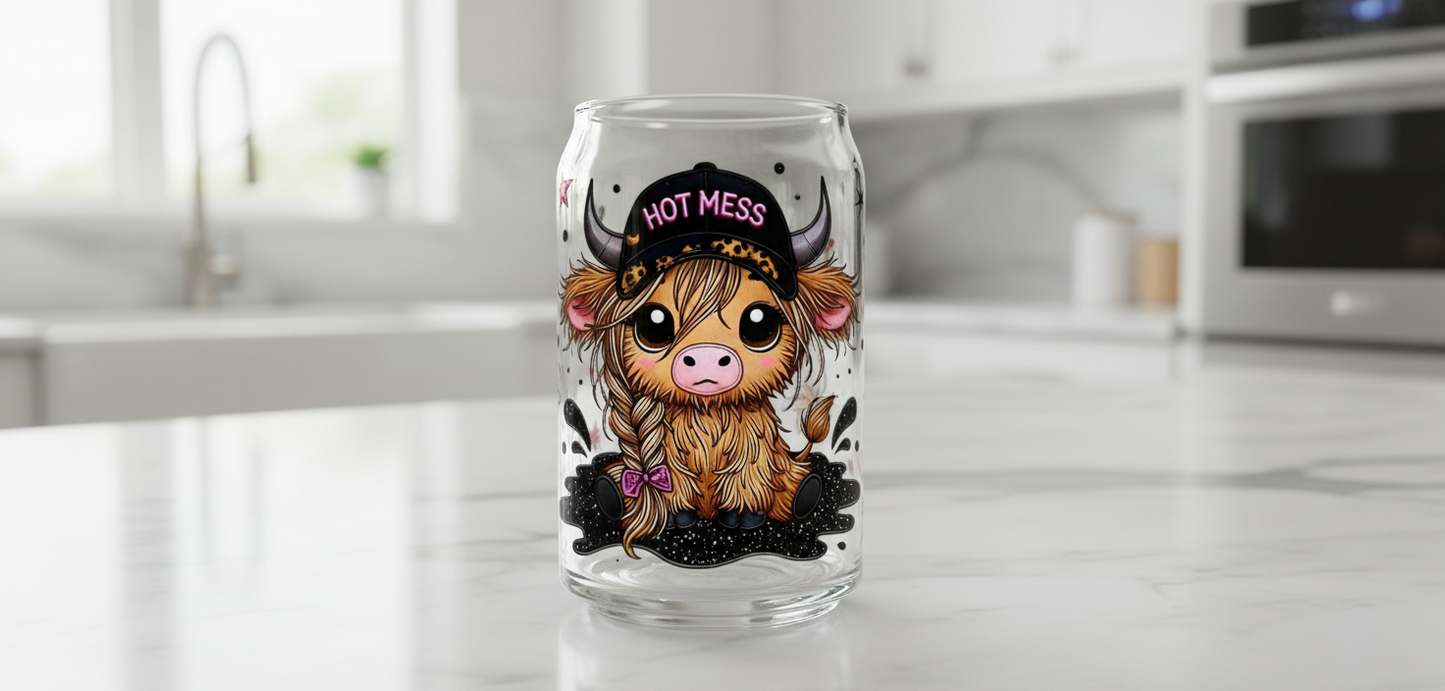 Hot Mess Cow - UVDTF Wrap for cups/hard surfaces sticker